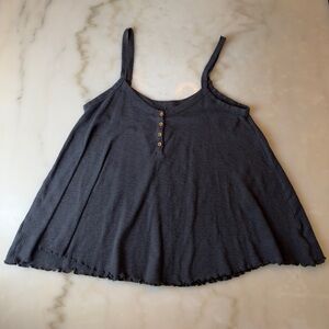 American Eagle Outfitters Charcoal Waffle Knit Spaghetti Strap Tank